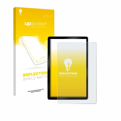 Face avant d’un emballage produit avec le logo de la marque upscreen. À côté, l’appareil Yicty C108 10.1" est représenté avec