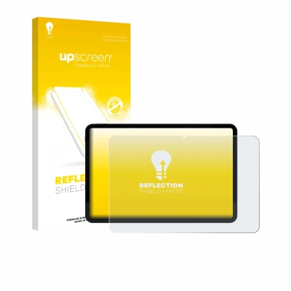 Face avant d’un emballage produit avec le logo de la marque upscreen. À côté, l’appareil Volla Tablet 12.3" est représenté ave