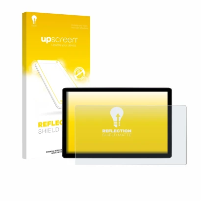 Face avant d’un emballage produit avec le logo de la marque upscreen. À côté, l’appareil Skoda Elroq 60 2026 est représenté av