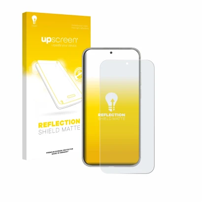 Face avant d’un emballage produit avec le logo de la marque upscreen. À côté, l’appareil Huawei Mate 70 Air est représenté ave