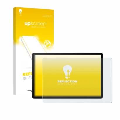Face avant d’un emballage produit avec le logo de la marque upscreen. À côté, l’appareil Wacom MovinkPad Pro 14 est représenté