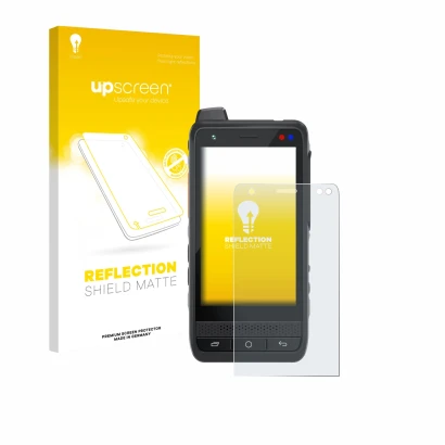 Face avant d’un emballage produit avec le logo de la marque upscreen. À côté, l’appareil Uniwa F400 est représenté avec la pro