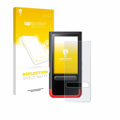 Face avant d’un emballage produit avec le logo de la marque upscreen. À côté, l’appareil ThermoMaven P2 est représenté avec la