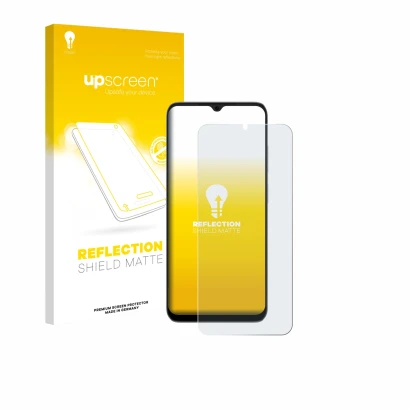Face avant d’un emballage produit avec le logo de la marque upscreen. À côté, l’appareil Doogee Note 56X est représenté avec l