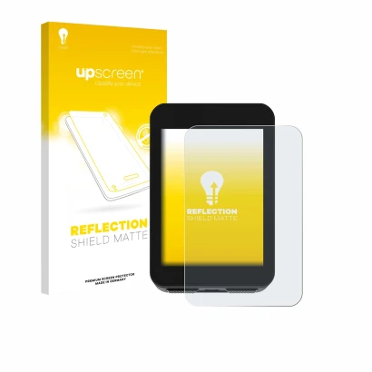 Face avant d’un emballage produit avec le logo de la marque upscreen. À côté, l’appareil Bikevee BKV310A 2.4" est représenté a