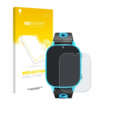 Face avant d’un emballage produit avec le logo de la marque upscreen. À côté, l’appareil idomars M003bk 1.8" est représenté av