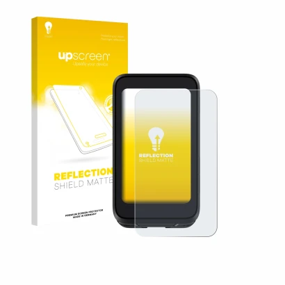 Face avant d’un emballage produit avec le logo de la marque upscreen. À côté, l’appareil igpsport BiNavi Air est représenté av