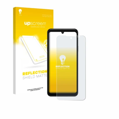 Face avant d’un emballage produit avec le logo de la marque upscreen. À côté, l’appareil Sunmi M3 est représenté avec la prote