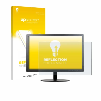 Face avant d’un emballage produit avec le logo de la marque upscreen. À côté, l’appareil Lenovo ThinkVision T2054p est représe