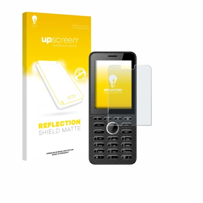 Face avant d’un emballage produit avec le logo de la marque upscreen. À côté, l’appareil Energizer E288S est représenté avec l