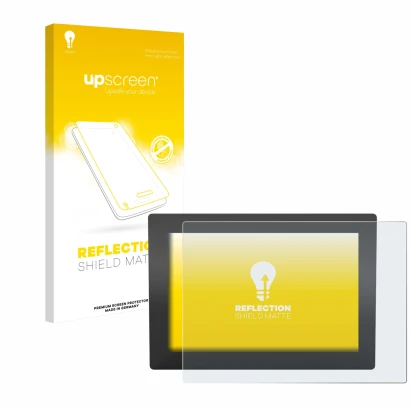 Face avant d’un emballage produit avec le logo de la marque upscreen. À côté, l’appareil WAGO Web Panel 400 est représenté ave