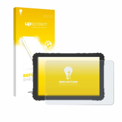 Face avant d’un emballage produit avec le logo de la marque upscreen. À côté, l’appareil DMD T880X 8" est représenté avec la p