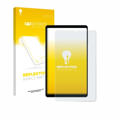 Face avant d’un emballage produit avec le logo de la marque upscreen. À côté, l’appareil Teclast T50 Mini est représenté avec