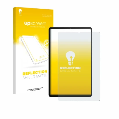 Face avant d’un emballage produit avec le logo de la marque upscreen. À côté, l’appareil Xiaomi Black Shark Gaming Tablet est 
