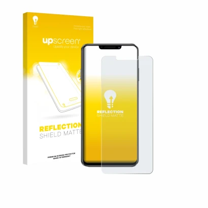 Face avant d’un emballage produit avec le logo de la marque upscreen. À côté, l’appareil Huawei Enjoy 60X est représenté avec