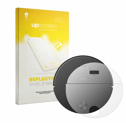 Face avant d’un emballage produit avec le logo de la marque upscreen. À côté, l’appareil Roborock Saros 20 Sonic est représent