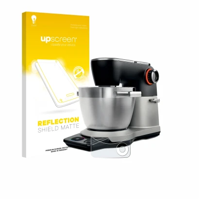 Face avant d’un emballage produit avec le logo de la marque upscreen. À côté, l’appareil Bosch MUMS8Z est représenté avec la p