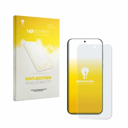 Face avant d’un emballage produit avec le logo de la marque upscreen. À côté, l’appareil OnePlus Nord 6 est représenté avec la