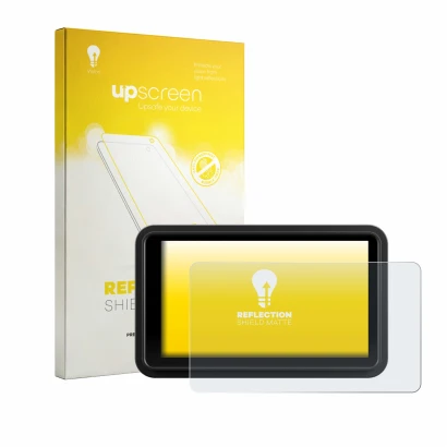 Face avant d’un emballage produit avec le logo de la marque upscreen. À côté, l’appareil Atomos Ninja RAW 5" est représenté av