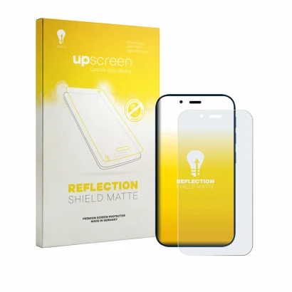 Face avant d’un emballage produit avec le logo de la marque upscreen. À côté, l’appareil Hisense U964 est représenté avec la p