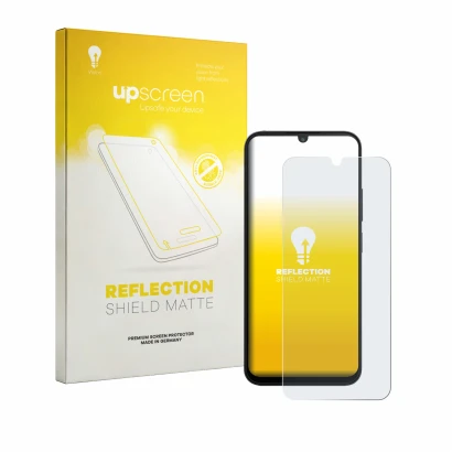 Face avant d’un emballage produit avec le logo de la marque upscreen. À côté, l’appareil Xiaomi Poco C81 est représenté avec l