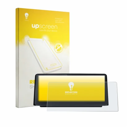 Face avant d’un emballage produit avec le logo de la marque upscreen. À côté, l’appareil Ewaying BMW 3/4 Android Headunit 10.2