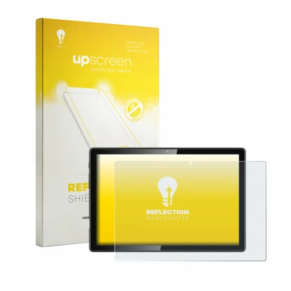 Face avant d’un emballage produit avec le logo de la marque upscreen. À côté, l’appareil Denver TIO-10525 est représenté avec