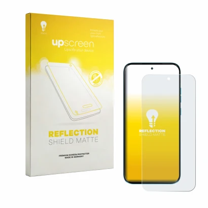 Face avant d’un emballage produit avec le logo de la marque upscreen. À côté, l’appareil Motorola Moto G87 est représenté avec
