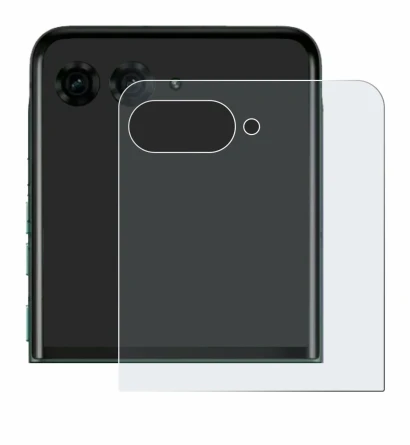 Image de l'appareil Motorola Razr 70 Plus (Affichage arrière) avec une grande variété de protections d'écran.