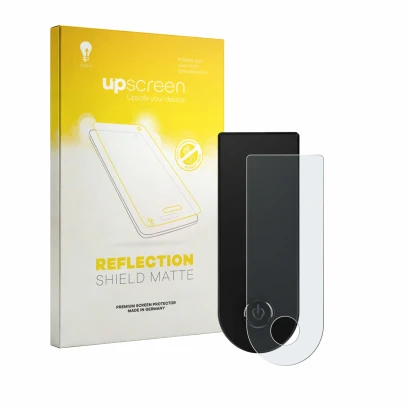 Face avant d’un emballage produit avec le logo de la marque upscreen. À côté, l’appareil Xiaomi Electric Scooter 6 Lite est re
