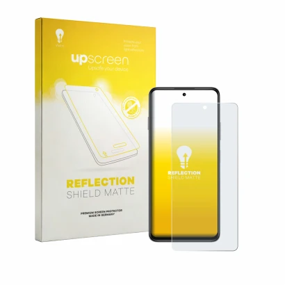 Face avant d’un emballage produit avec le logo de la marque upscreen. À côté, l’appareil Huawei Enjoy 90m Plus est représenté