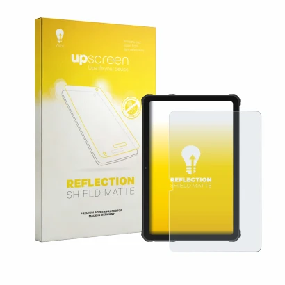 Face avant d’un emballage produit avec le logo de la marque upscreen. À côté, l’appareil Oukitel RT10 est représenté avec la p