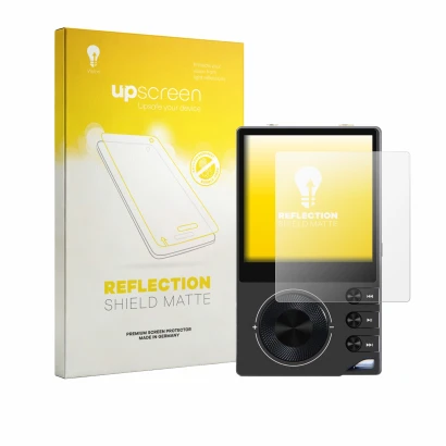 Face avant d’un emballage produit avec le logo de la marque upscreen. À côté, l’appareil Surfans F20 Pro est représenté avec l