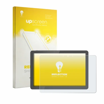 Face avant d’un emballage produit avec le logo de la marque upscreen. À côté, l’appareil Awow Aibook 11 est représenté avec la