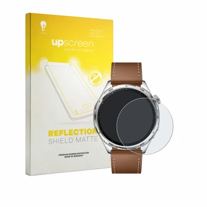 Face avant d’un emballage produit avec le logo de la marque upscreen. À côté, l’appareil Honor Watch 6 est représenté avec la