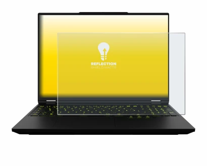 Image de l'appareil XMG Neo 16 avec une grande variété de protections d'écran.