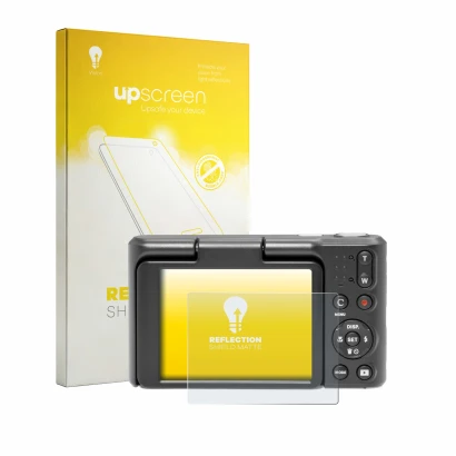 Face avant d’un emballage produit avec le logo de la marque upscreen. À côté, l’appareil Kodak Pixpro C1 est représenté avec l