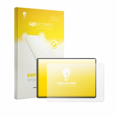 Face avant d’un emballage produit avec le logo de la marque upscreen. À côté, l’appareil ASUS Pad T3201 est représenté avec la