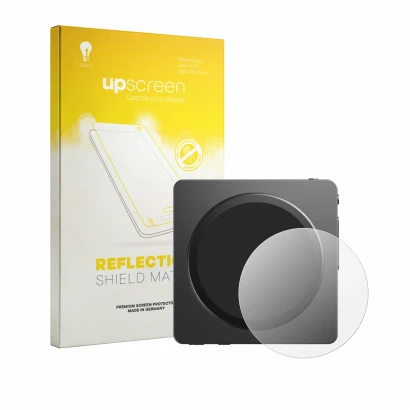 Face avant d’un emballage produit avec le logo de la marque upscreen. À côté, l’appareil FiiO SnowSky Disc est représenté avec