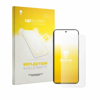 Face avant d’un emballage produit avec le logo de la marque upscreen. À côté, l’appareil Oppo Reno 16 Pro 5G est représenté av
