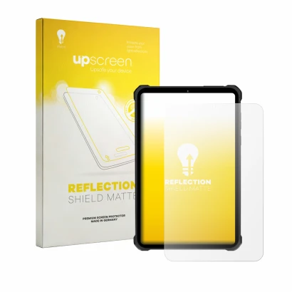 Face avant d’un emballage produit avec le logo de la marque upscreen. À côté, l’appareil Oukitel RT11 est représenté avec la p