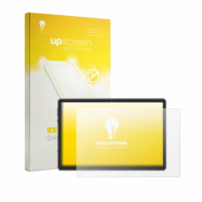 Face avant d’un emballage produit avec le logo de la marque upscreen. À côté, l’appareil Mentume X70 10" est représenté avec l