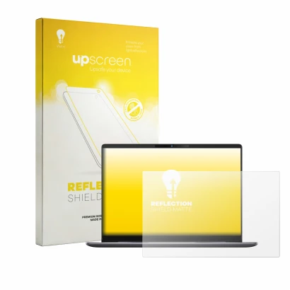 Face avant d’un emballage produit avec le logo de la marque upscreen. À côté, l’appareil ASUS ExpertBook P5 Gen1 est représent