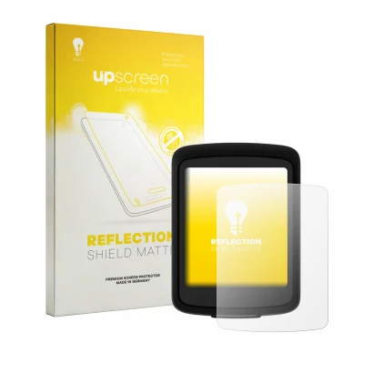 Face avant d’un emballage produit avec le logo de la marque upscreen. À côté, l’appareil Bryton GO est représenté avec la prot
