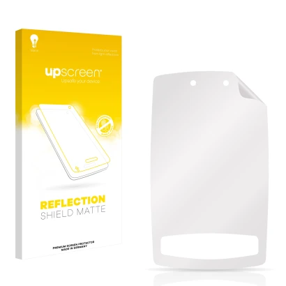 Face avant d’un emballage produit avec le logo de la marque upscreen. À côté se trouve la protection d’écran correspondante.