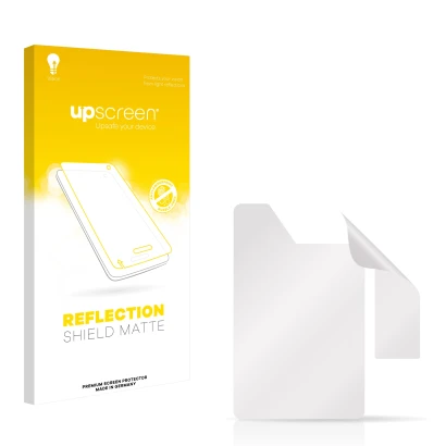 Face avant d’un emballage produit avec le logo de la marque upscreen. À côté se trouve la protection d’écran correspondante.