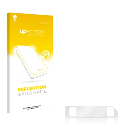 Face avant d’un emballage produit avec le logo de la marque upscreen. À côté se trouve la protection d’écran correspondante.
