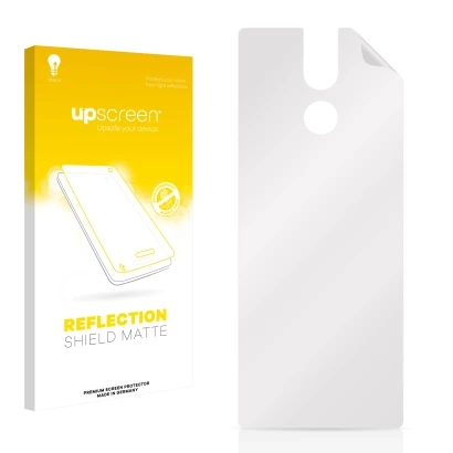 Face avant d’un emballage produit avec le logo de la marque upscreen. À côté se trouve la protection d’écran correspondante.