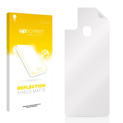 Face avant d’un emballage produit avec le logo de la marque upscreen. À côté se trouve la protection d’écran correspondante.