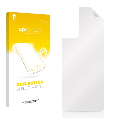 Face avant d’un emballage produit avec le logo de la marque upscreen. À côté se trouve la protection d’écran correspondante.